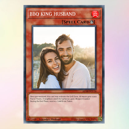BBQ KING HUSBAND Custom Yu-Gi-Oh! Card, Funny Gift for Husband from Wife, Personalized Metal Trading Card, Acrylic Card