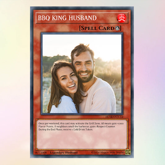 BBQ KING HUSBAND Custom Yu-Gi-Oh! Card, Funny Gift for Husband from Wife, Personalized Metal Trading Card, Acrylic Card