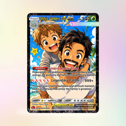 4 Comic Anime Style Personalized Pokémon Card for Dad - Perfect Gift for Dad