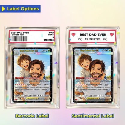 4 Comic Anime Style Personalized Pokémon Card for Dad - Perfect Gift for Dad